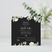 Invitation Bridal Shower Black White Hydrangea Square (Debout devant)