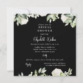 Invitation Bridal Shower Black White Hydrangea Square (Devant)