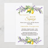 Invitation Bridal Shower lavender florals lemons main squeeze (Devant / Derrière)