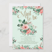 Invitation Bridal Shower Mint to Be Pink Roses Greenery (Devant)