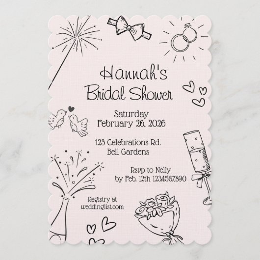 Invitation Bridal Shower, Modern Boho Minimalist,chic,    (Devant)
