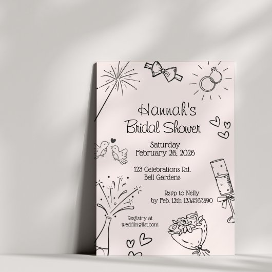 Invitation Bridal Shower, Modern Boho Minimalist,chic,   