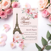 Invitation Bridal shower Paris Eiffel tower pink flowers