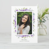 Invitation Bridal Shower Purple Shades Flower Branches Photo (Debout devant)