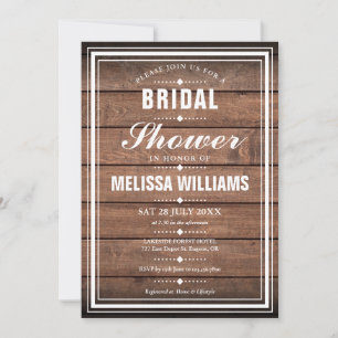 Invitation Bridal Shower Rustic Wood Panels