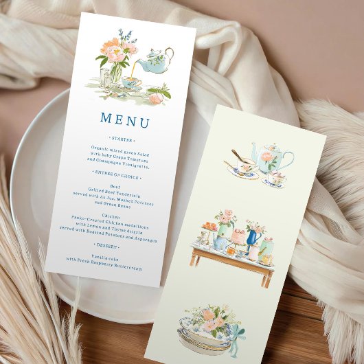Invitation Bridal Shower Tea Party Menu 