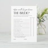 Invitation Bridal Shower Trivia Questionnaire Game Card (Debout devant)