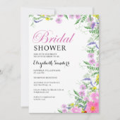 Invitation Bridal shower with wildflowers Pink Colors (Devant)
