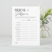 Invitation Bridal Shower Word Trivia Party Game Card (Debout devant)