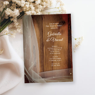 Invitation Bridal Veil Grange Wood Country Post Mariage Brunc