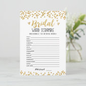 Invitation Bridal word scramble with Answers Game Card (Debout devant)