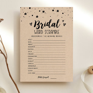 Invitation Bridal word scramble with Answers Game Card