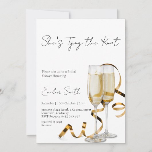 Invitation BridalDouche champagne minimale (Devant)