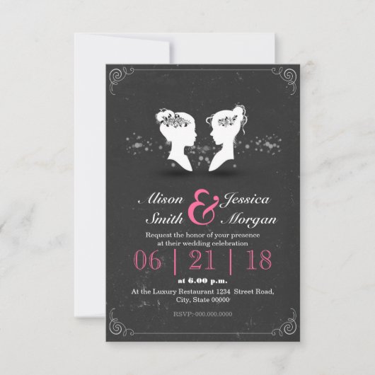 Invitation Bride and Bride - Lesbian wedding (Devant)
