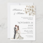 Invitation Bride and groom silhouet Floral Wedding (Devant)