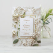 Invitation Bride aux fleurs de Gypsophile blanche et mariage (Debout devant)