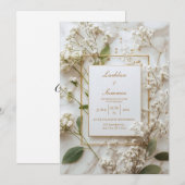 Invitation Bride aux fleurs de Gypsophile blanche et mariage (Devant / Derrière)