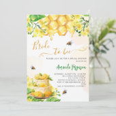 Invitation Bride bee jaune florales nid d'abeille (Debout devant)