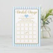 Invitation Bride Bingo Light Blue Gold Fête des mariées Jeu (Debout devant)