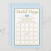 Invitation Bride Bingo Light Blue Gold Fête des mariées Jeu (Devant / Derrière)