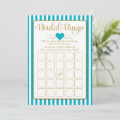 Invitation Bride Bingo Turquoise Gold Fête des mariées Jeu (Debout devant)