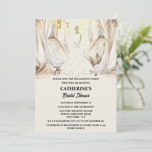 Invitation Bride blanc mariage robe rideaux (Debout devant)