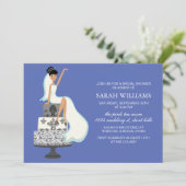 Invitation Bride bleue sur gâteau Mariage (Debout devant)