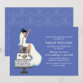 Invitation Bride bleue sur gâteau Mariage (Devant / Derrière)