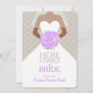 Invitation Bride bouquet rose violet douche graphique nuptial