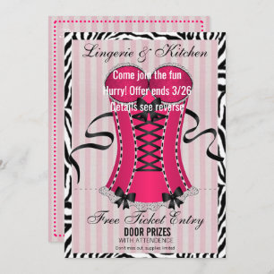 Invitation BRIDE & Bridesmaitres Lingerie Pink Shower Party