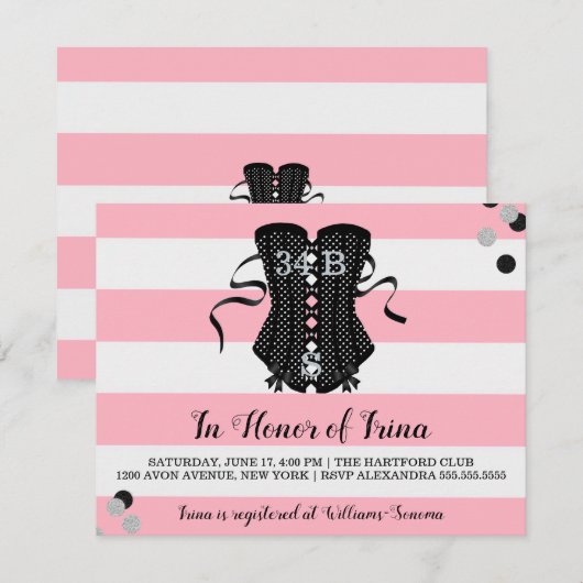 Invitation BRIDE & Bridesmaitres Ohh Lala Lingerie Shower Par (Devant / Derrière)