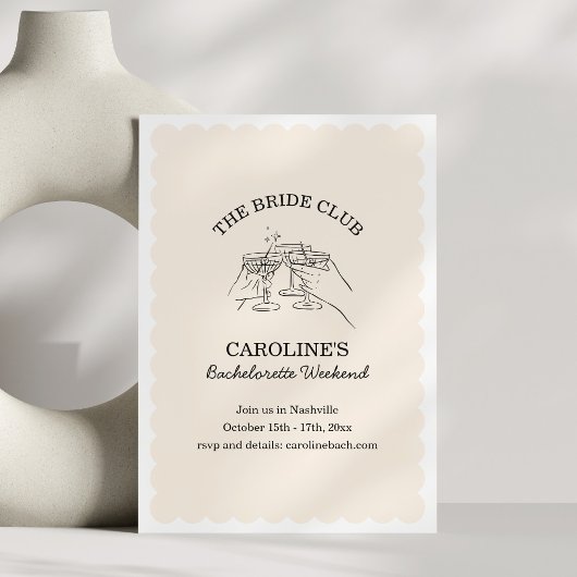 Invitation Bride Club Weekend Cocktail Bachelorette Party