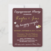 Invitation BRIDE CO Bourgogne Et Gold Heart Polka Dot Party (Dos)