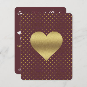 Invitation BRIDE CO Bourgogne Et Gold Heart Polka Dot Party