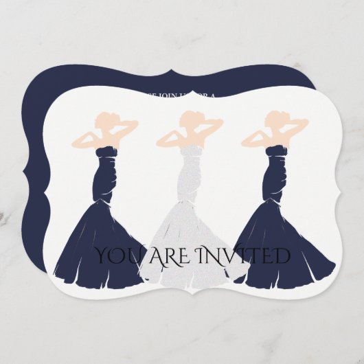 Invitation BRIDE & CO Brider Navy Blue Bridesmaid Party (Devant / Derrière)