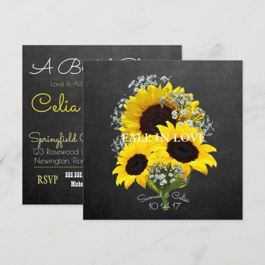 Invitation BRIDE & CO Fête de tournesol de mariée d'automne (Devant / Derrière)