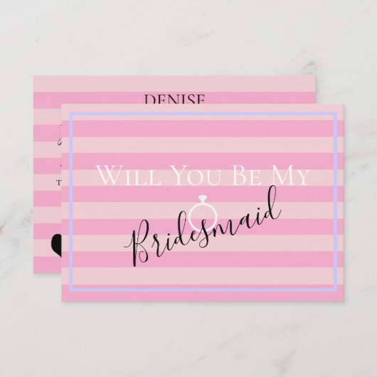 Invitation BRIDE CO Pink Seras-tu mon Bridesmaid MOH Party (Devant / Derrière)
