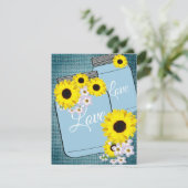 Invitation BRIDE & CO Turquoise Bleu Burlap Sunflower Shoot P (Debout devant)