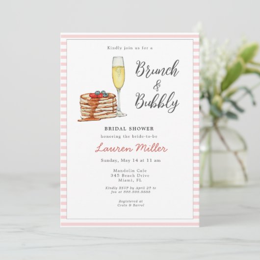 Invitation Bride de champagne Brunch & Bubbly Pancake (Debout devant)