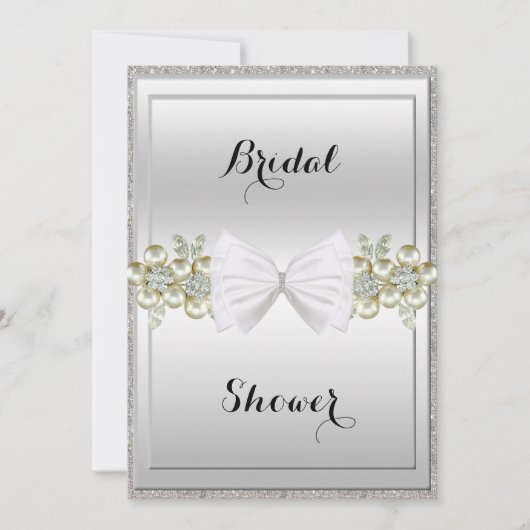 Invitation Bride de la Parties scintillant Bow de l'Argent et (Devant)