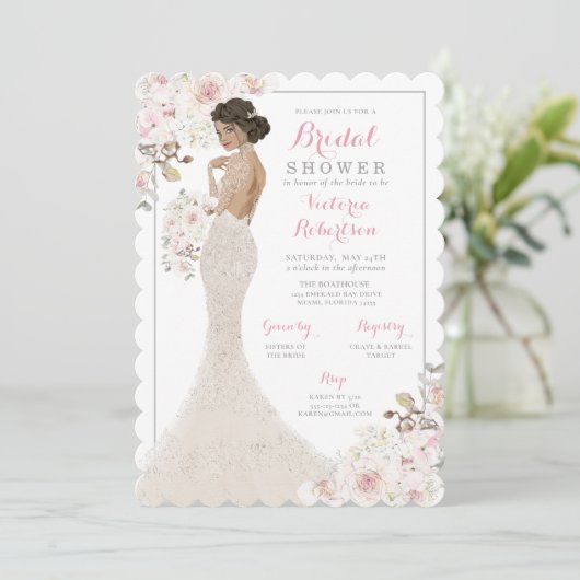 Invitation Bride de Parties scintillant Glam en Fête des mari (Debout devant)