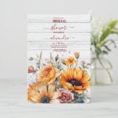 Invitation Bride de tournesol rustique aquarelle (Debout devant)