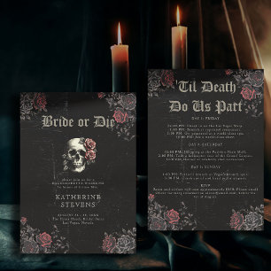 Invitation Bride Die Skull Roses Bachelorette Party Itinérair