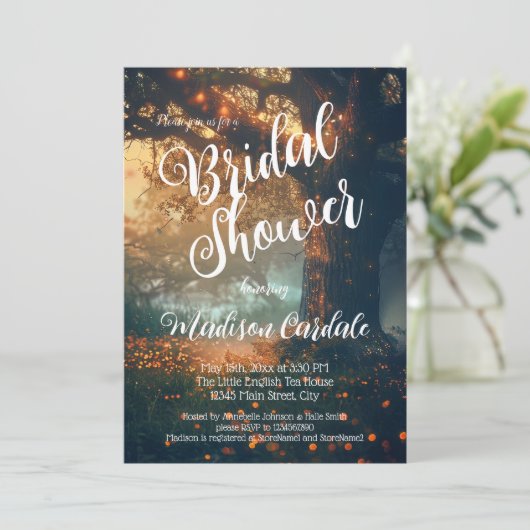 Invitation Bride Enchanted Forest Oak Tree Fairy Lights (Debout devant)