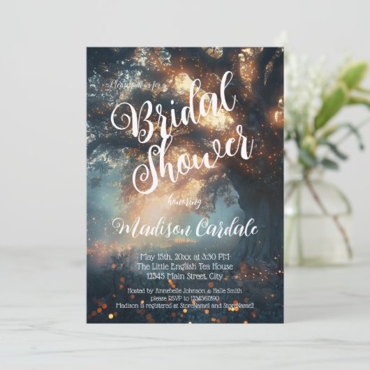 Invitation Bride Enchanted Forest Oak Tree Fairy Lights (Debout devant)