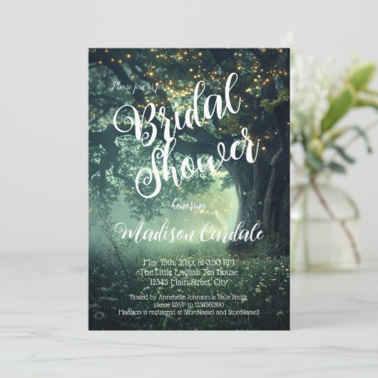 Invitation Bride Enchanted Forest Oak Tree Fairy Lights (Debout devant)