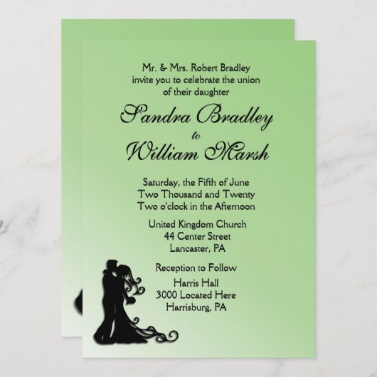 Invitation Bride et Groom Green (Devant / Derrière)