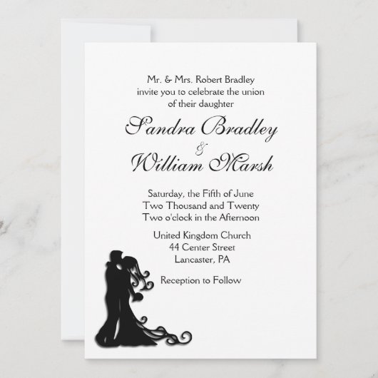 Invitation Bride et pièce blanche (Devant)