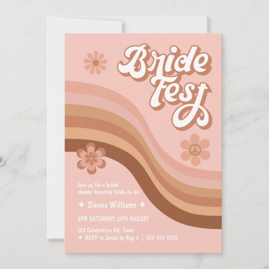 Invitation Bride Fest Super Retro Daisy Fête des mariées (Devant)