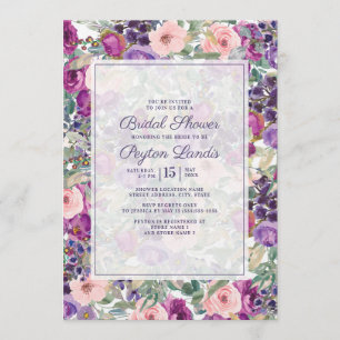 Invitation Bride Feuille rose violet bleu-vert Sage vert